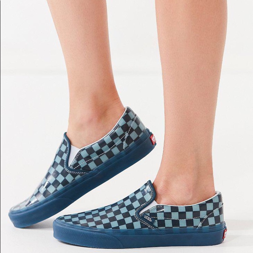 Vans Blue Checkered Translucent Rubber Slip on